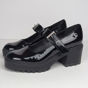 GBG Women's Black Patent Leather Platform Mary Jane Pumps
